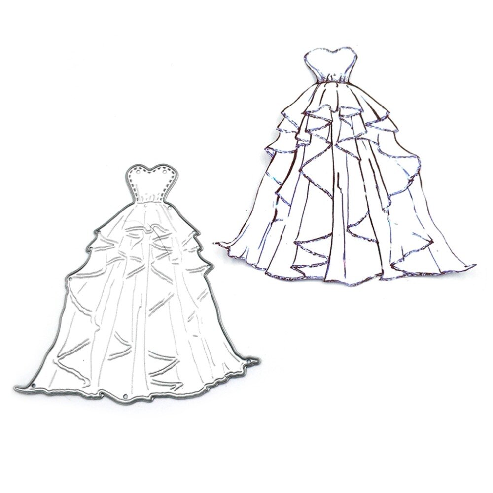 Kolstål hjärta bröllopsklänning skär stans prägling stencil mall form gör det själv papper konst hantverk scrapbook bokmärke kort dekor