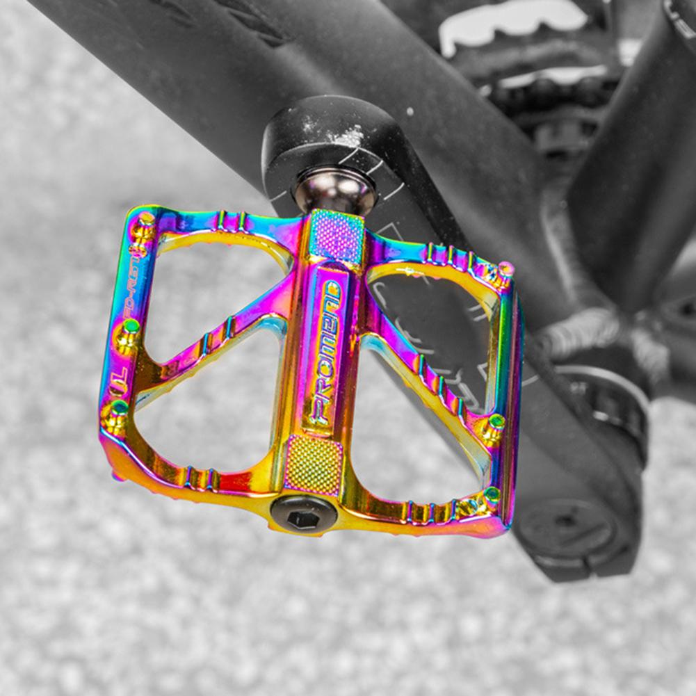 Rainbow mtb cykelpedal aluminiumslegering anti-slip platform 3 lejer farverige pedaler til bmx mountainbike tilbehør