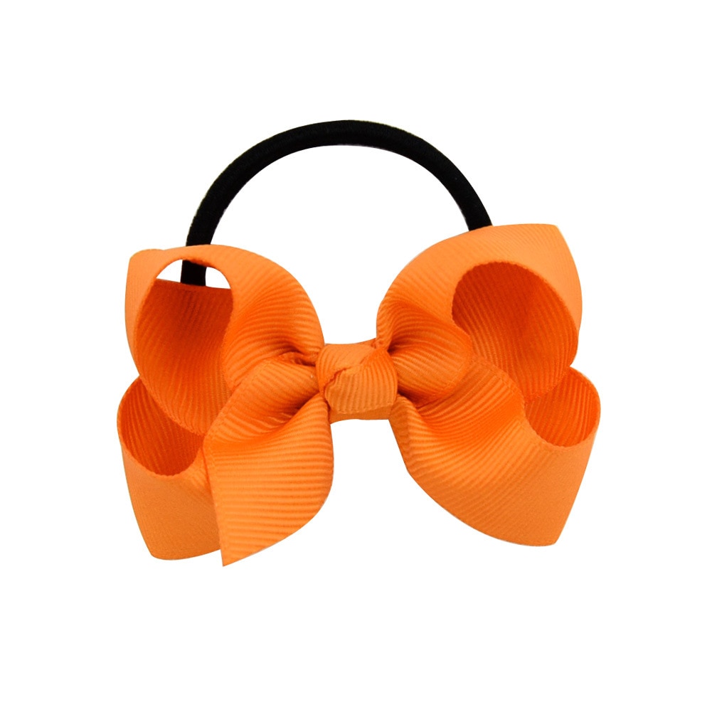 10 Stks/partij Baby Bloem Bows Elastische Haarband Effen Kleuren Meisjes Haar Kringen Zwart Haar Ringen Kinderen Hairbows Voor Paardenstaart