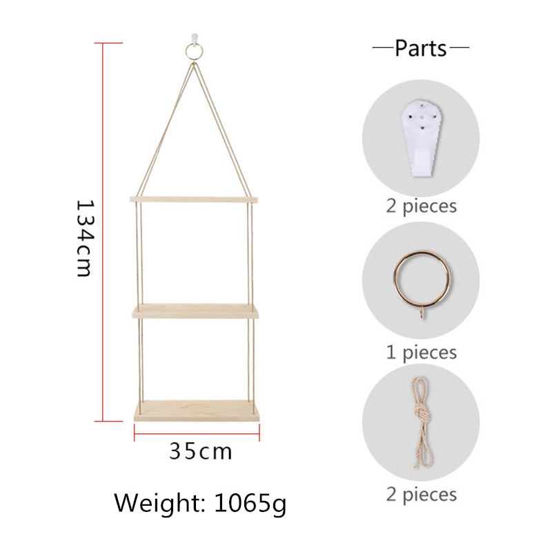 Étagère murale flottante décorative pour la maison, balançoire en bois, corde suspendue, montage d'intérieur, pot de fleurs pour plantes, décoration d'extérieur