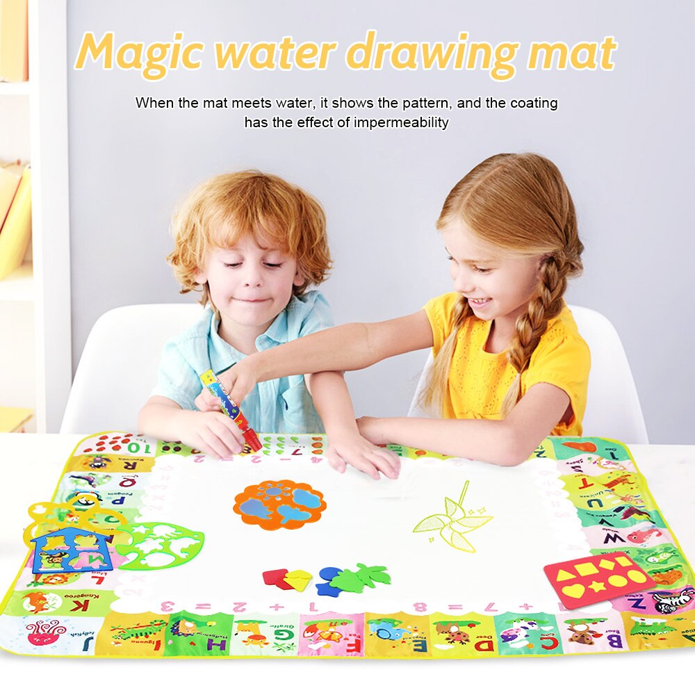 120x90cm Kids Magic Water Drawing Mat English Alphabet Theme Doodle Mat Painting Canvas Rug Early Educational Toy Children