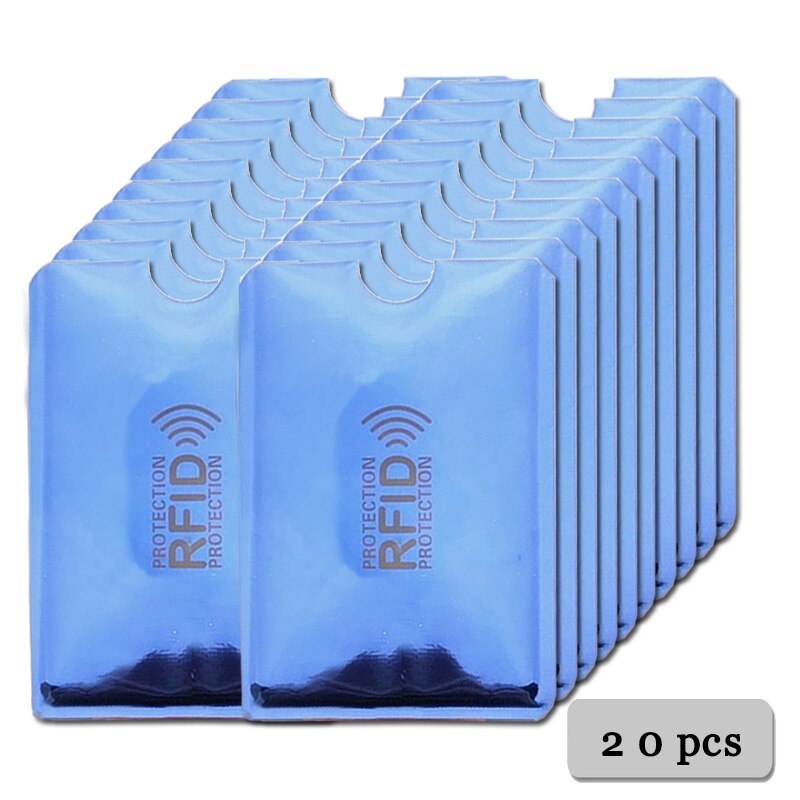 Anti Rfid Kaarthouder Portemonnee Blokkeren Reader Lock Bank Kaarthouder Id Bank Card Case Aluminium Bescherming: 20pcs Blue