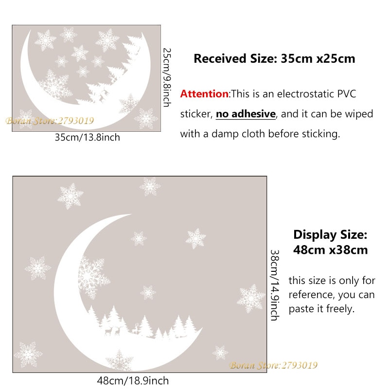 Weihnachten Mond Wald elektro Aufkleber schneeflocke für Glas Fenster Zauberstab aufkleber Weihnachten Dekorative Dekor Hause Abziehbilder