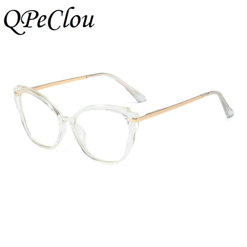 Mode TR90 Anti-Blauw Brilmontuur Vrouwen Vintage Metalen Cat Eye Bril Vrouwelijke Optische Brillen Oculos Feminino: Transparent1806