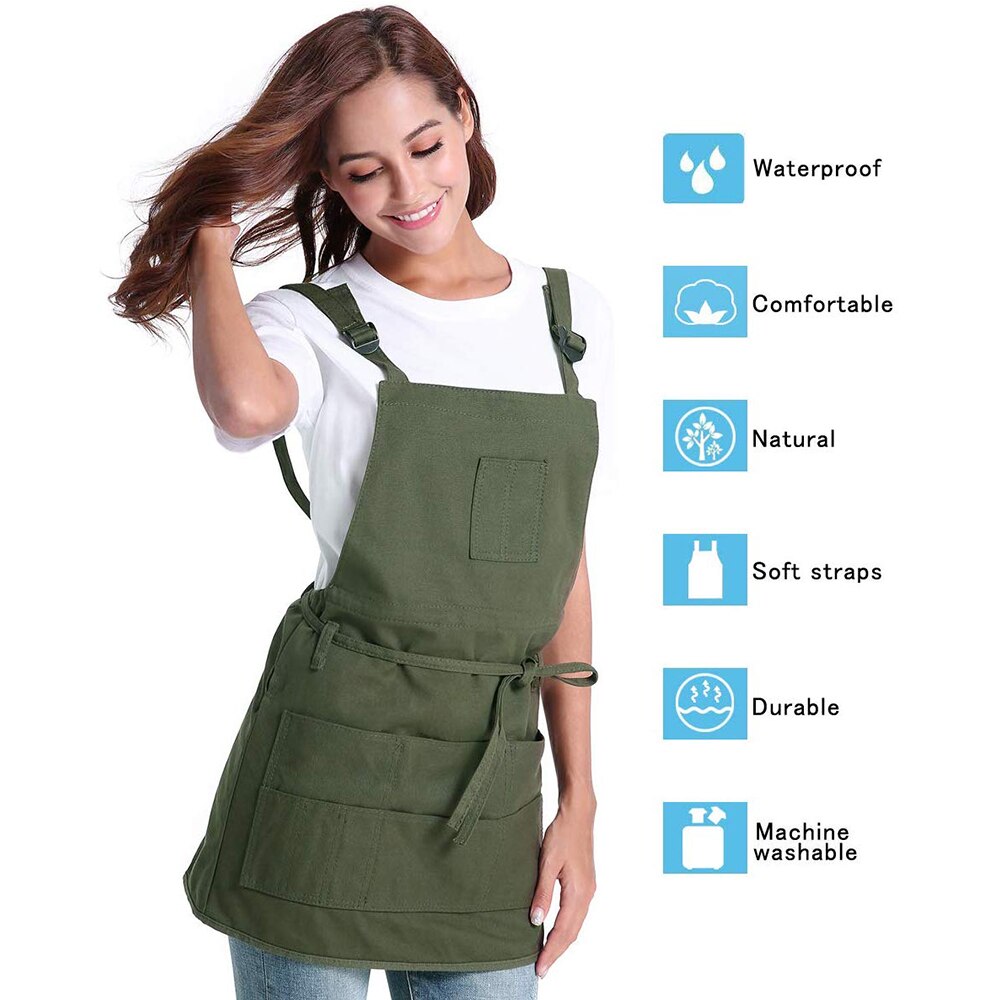 MyLifeUNIT Canvas Artist Apron Multi-pocket Slim fit style Apron Adjustable Neck Strap Waist Ties Suitable For Artist Painting