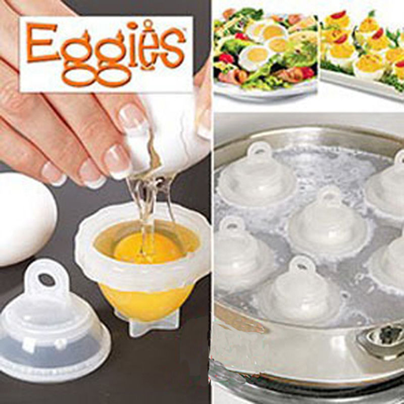 Juego de 7 copas para cocinar huevos y hervir con separador de yema, vaporera, cocina, 6 Eggies sin conchas
