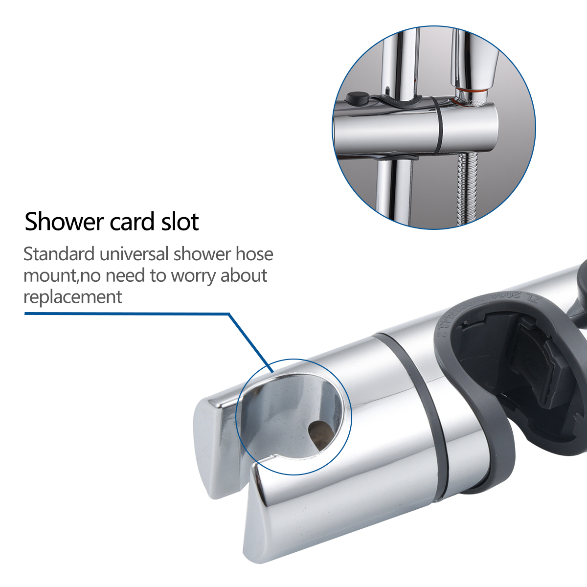 Adjustable Universal Bathroom Shower Head Fitting Slip-on ABS Chrome Shower Rail Holder Shower Bracket Accessories