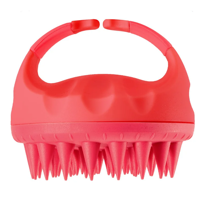 Scalp Scrubber Shampoo Brush Massager Clean Scalp Comb With Handle Hair Washing Brush Scalp Exfoliator Brush Head Scrubber Tools: Red