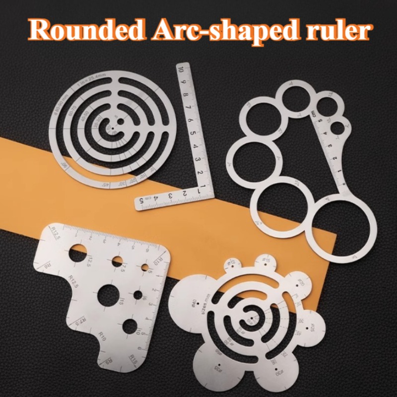 Stainless Steel Round Corner Gauge Arc-shaped Template Handmade Leather DIY Leather Pattern Drawing Pattern Making Drawing Tool