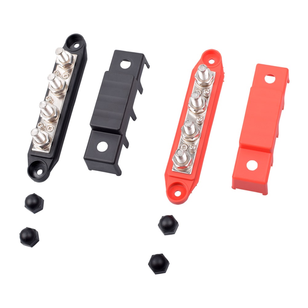 12v 24v 48v 250a positivo negativo m8 m10 barra de ônibus terminal bloco de distribuição de energia da bateria com capa para barco rv caminhão campista