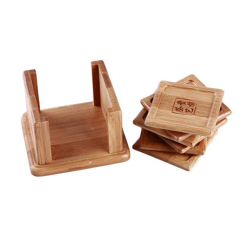 Bamboo Coaster And Holder Set Teacup Coffee Cup Heat Insulation Non-slip Mat Household Office Meeting Room Tea Accessories