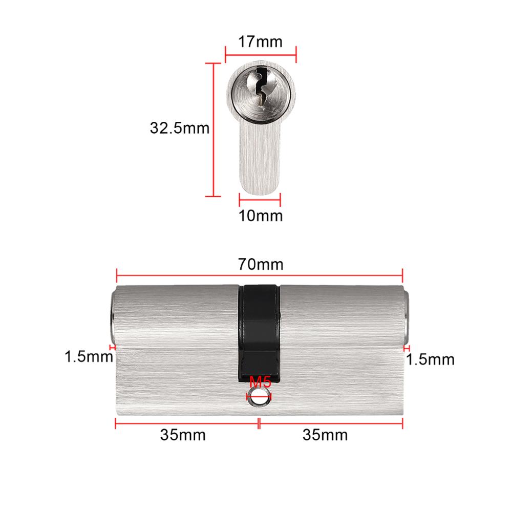 Proster 35/35 40/40 45/45 Cylinder Barrel Door Lock 6 Pin UPVC Door Aluminium Wood PVC Doors with 3 Keys: 35 mm