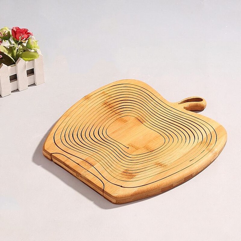 Novelty Foldable Apple Shaped Bamboo Basket Foldable Fruit Basket