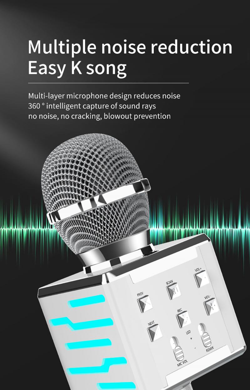 DS868 Wireless Karaoke Microphone USB Player Bluetooth Mic Speaker Perfect Sound Mike For IPhone, IPad, Tablet, Car, PC