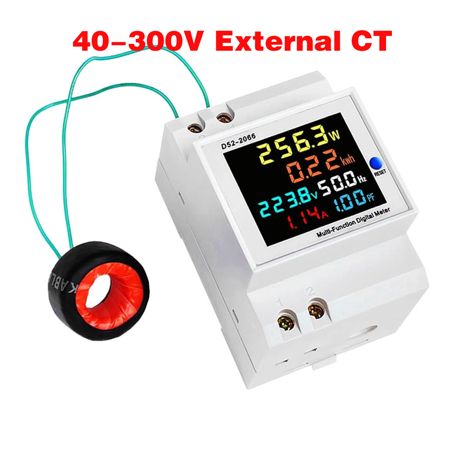 Einphasen-energiezähler für din-schiene, stromverbrauchsanzeige,  ac 40-300v 100a voltmeter, amperemeter, watt, kwh, frequenz-leistungsmesser: Grün