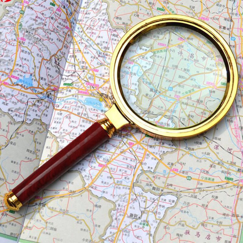 10X Portable Handheld HD Reading Magnifier Glass Mahogany Handle Reading Books Newspapers Insect Observation Classroom Science