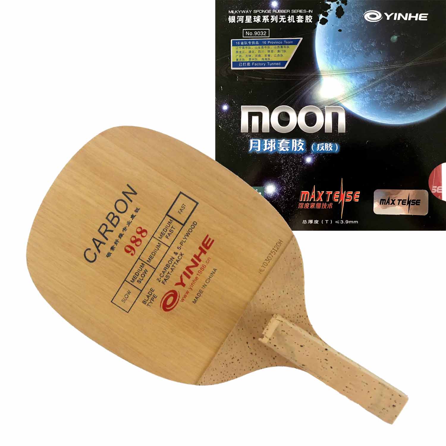 Pro Combo Racket Galaxy YINHE 988 with Galaxy YINHE Moon Max Tense Factory Tuned Rubber