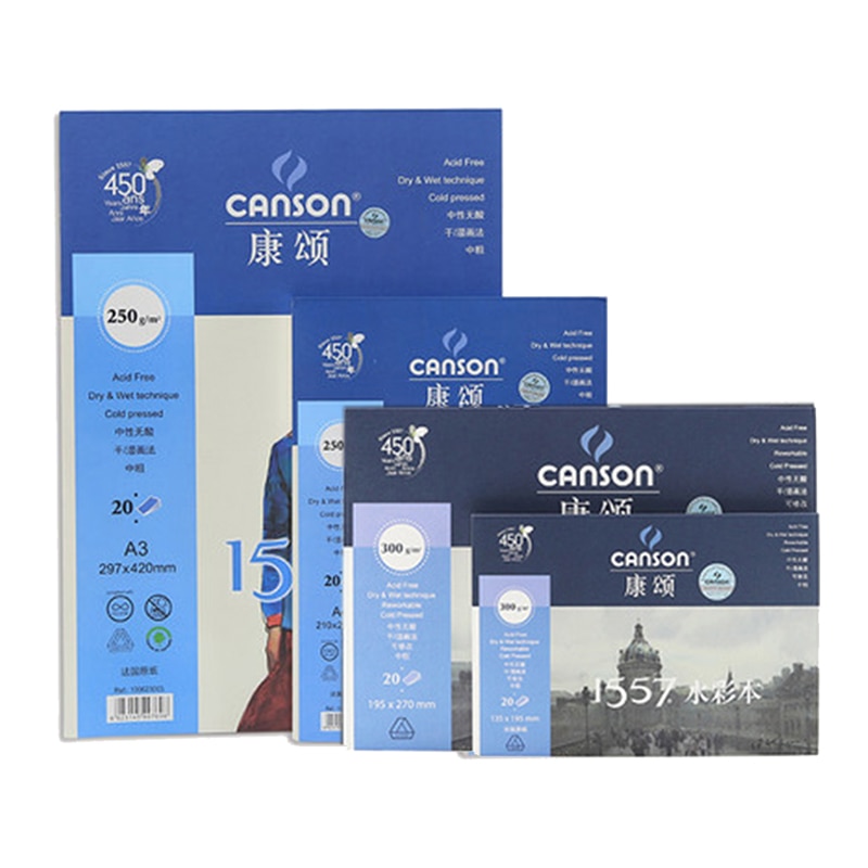 CANSON Watercolor Book/Pad/Paper 8/16/32K A3/A4/A5 180/200/250/300g/m² Art Drawing Watercolor Paper Stationery 1557