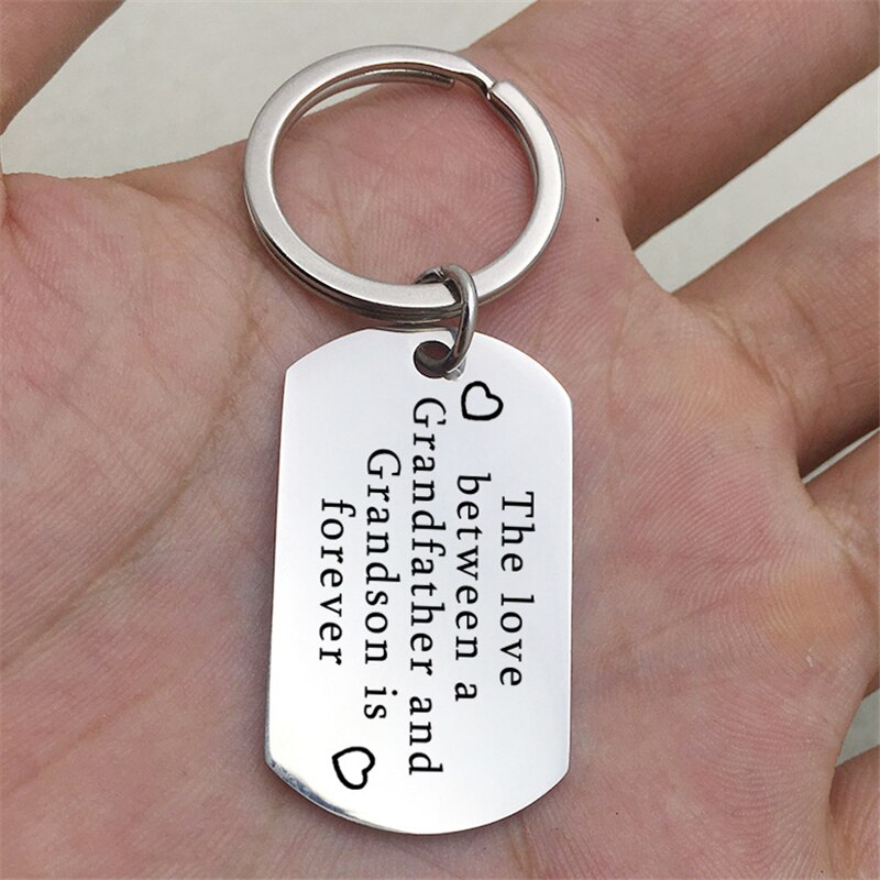 Personality Engraved Keychain Text Letter Key Chains DIY For Parents Grandparents Family Purse Keyring Jewelry