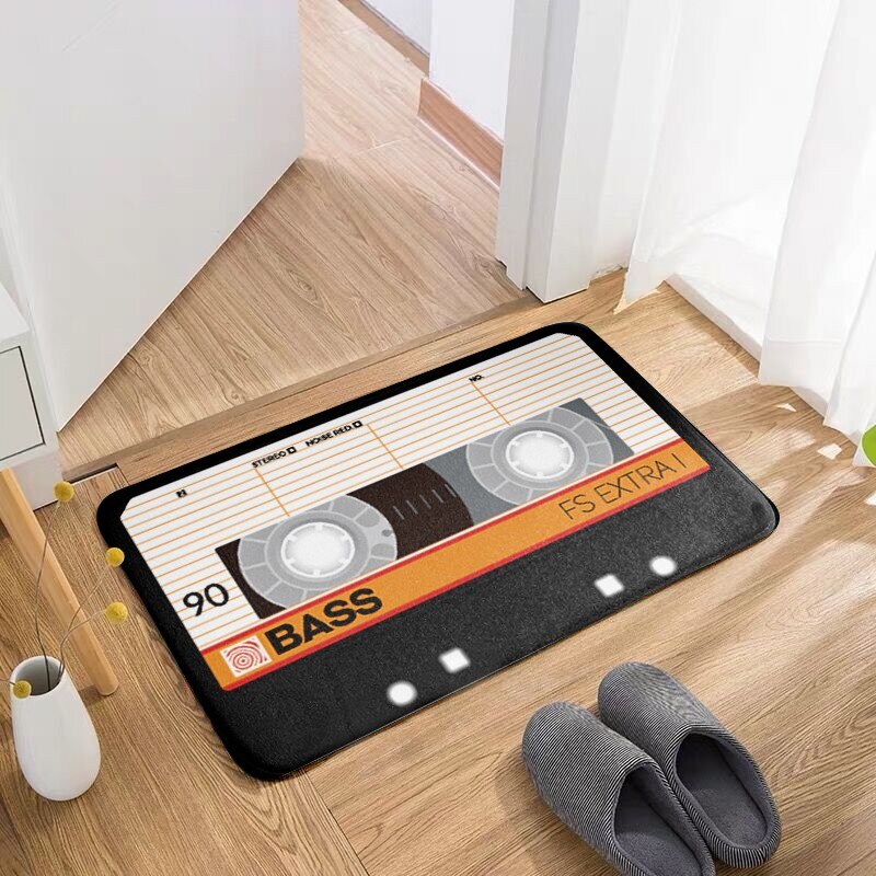 Felpudo antideslizante con cinta musical para decoración de puerta, Alfombra de franela gruesa con patrón de tendencia de Hip-hop, para baño y sala de estar