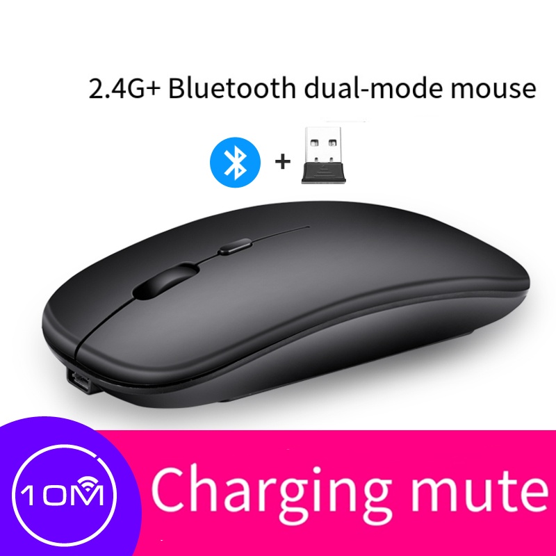 Drahtlose Bluetooth 5.2 Leuchtende Maus USB-Aufladung 2,4 GHz Drahtlose Maus 1600 DPI Tragbare Gaming-Maus für Tablet-Telefon-Computer: Black