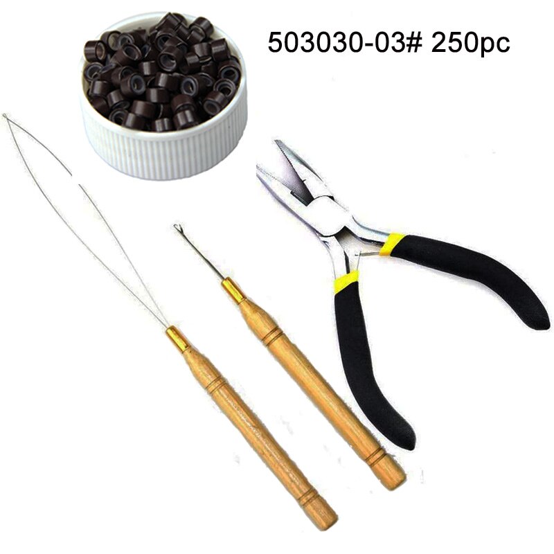 Hair Extension Tang Nano Ring Micro Kralen Haarverlenging Gereedschap Haar Tang Haaraccessoires Gereedschap Salicates Vlechten Accessoires: 03 kit