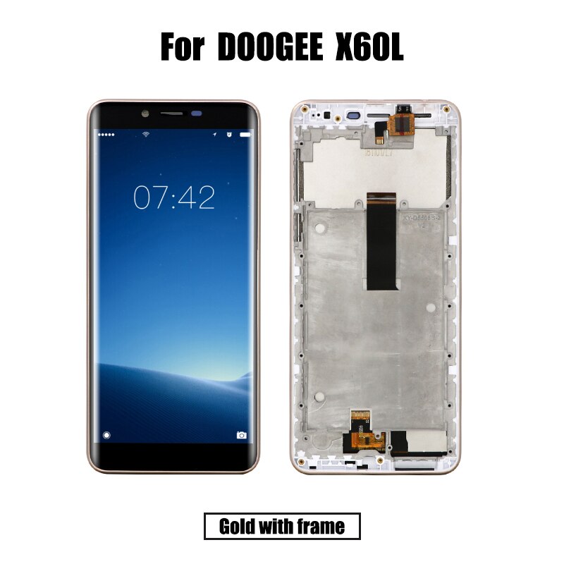 pour DOOGEE X60L LCD et écran tactile numériseur avec cadre écran module réparation accessoires de remplacement pièces: LCD with Gold Frame