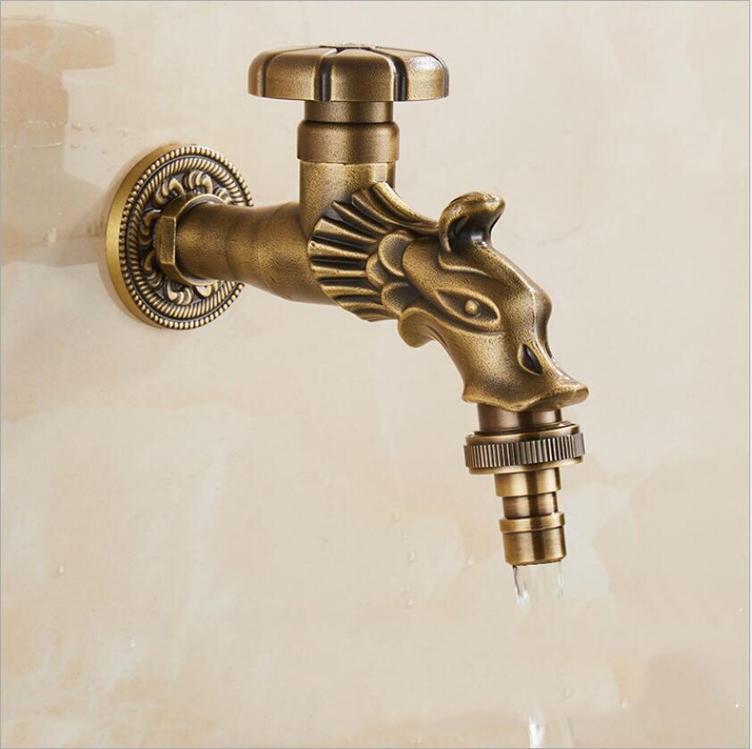 Dragon Water Faucet Outdoor Garden Cold Water Tap Laundry Bathroom Wetroom Kitchen Wall Mounted Sink Faucet Tap Spigot Bibcocks