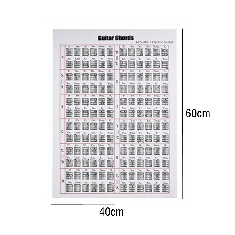 Guitar Fingering Paper Chart 6 String Guitar Chord Fingering Diagram Exercise Practice Chart: 40cmX60cm