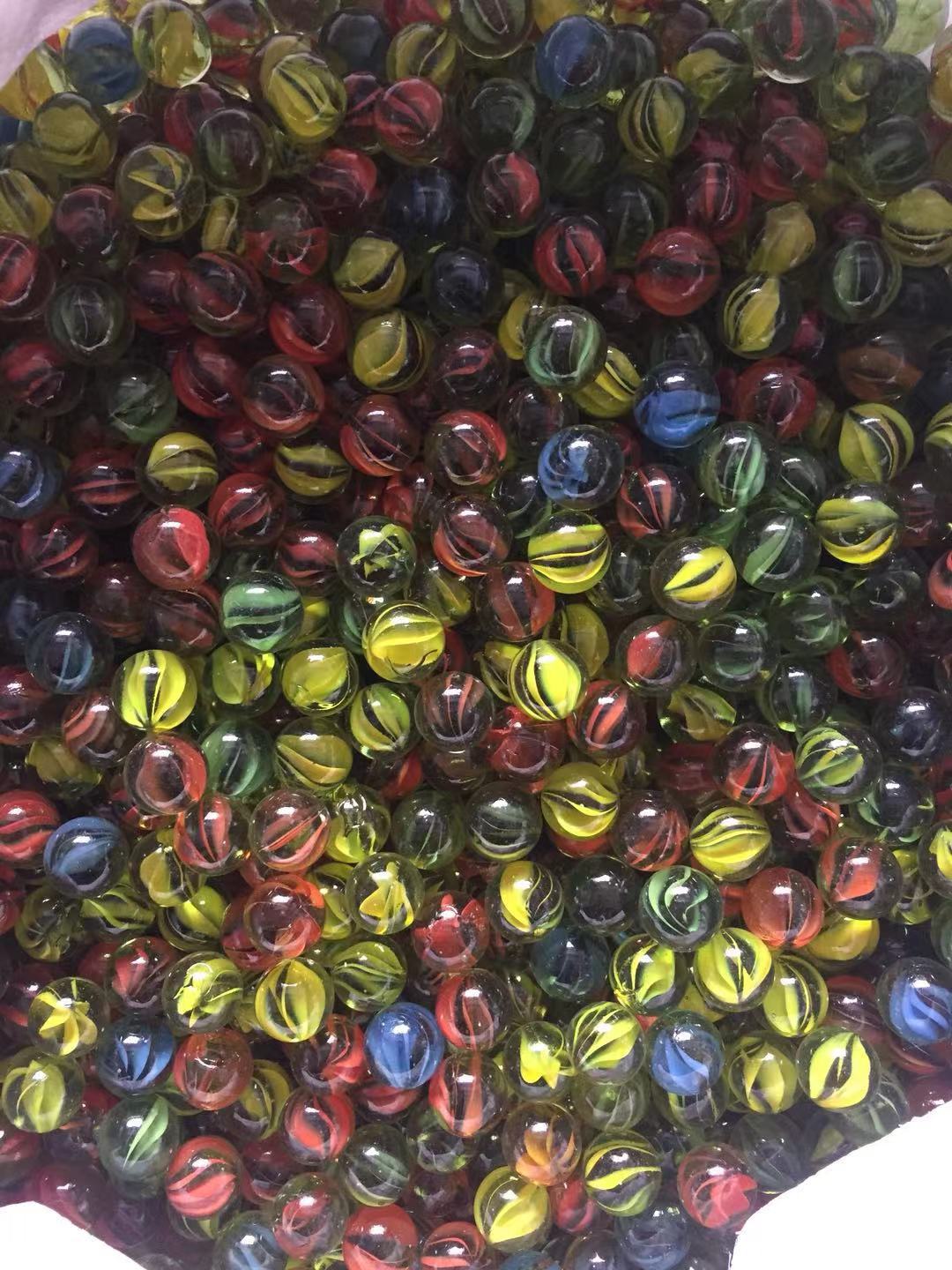 Boules de verre à pétales transparents, fabriquées à partir de couleurs 14mm, marbres spéciaux, Machine, 100 cm, 1.4g, 360 pièces