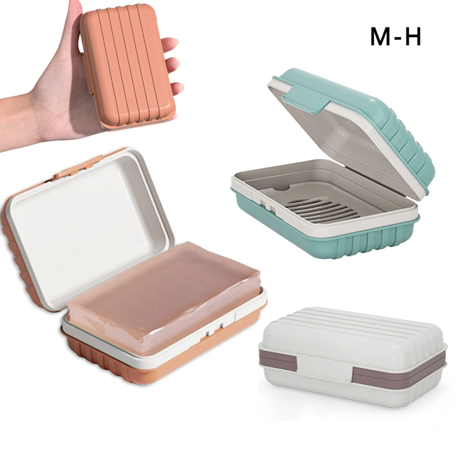 Jabonera de baño con tapa, caja de jabón de plástico para el hogar, mantiene el jabón seco, artículos esenciales de viaje, 2/3 Uds.