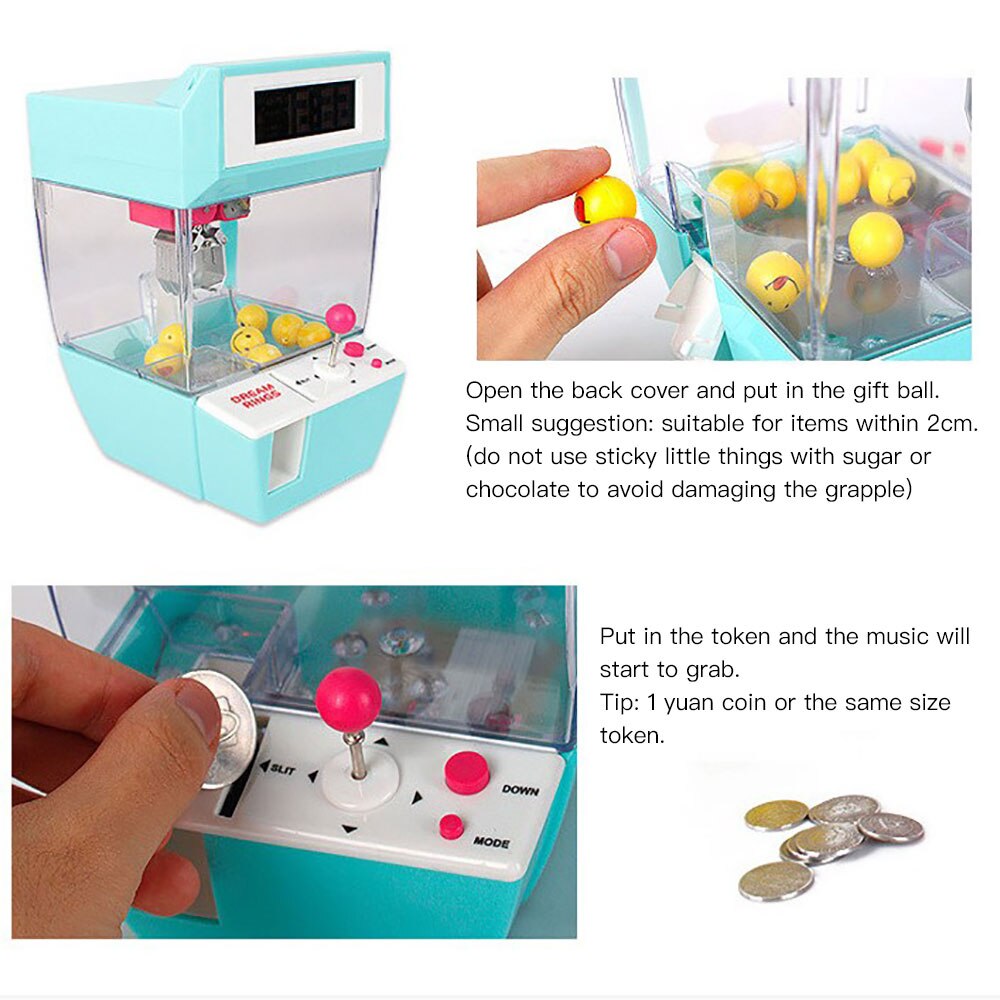 Catcher Alarm Clock Coin Operated Crane Machine Candy Doll Grabber Claw Arcade Machine Automatic Learning Toys Children