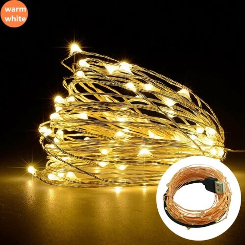 Guirlande Lumineuse USB 120 LED 12m - IP65, Blanc Chaud, 8 Modes