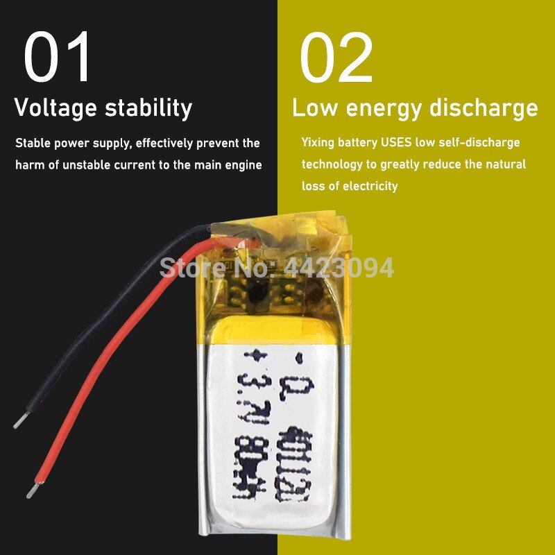 401120 Li-ion Polymer Battery 3.7v 80mah Rechargeable Batteries CE FCC ROHS Certification Safe Power Supply