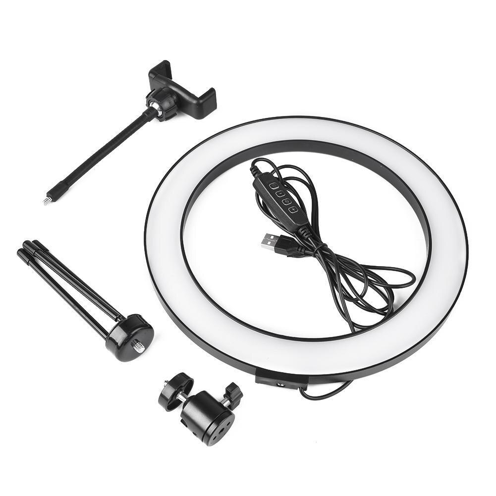 26cm Ring Licht Dimmbare LED Studio Kamera Foto Telefon Video Licht Lampe Mit Stative Selfie Stick Ring Tabelle Füllen licht für VK: 10inch light
