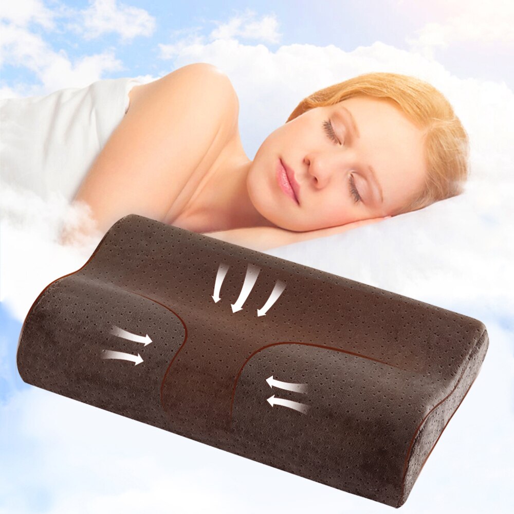 Memory Foam Bedding Pillow Butterfly Shaped Relax Neck Protection Orthopedic Slow Rebound Cervical For Health Care 50x30cm: D coffee 50x30cm
