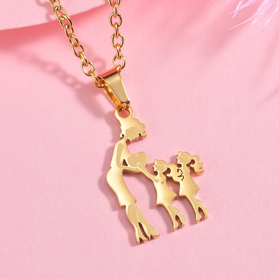 Mothers and Children Family Stainless Steel Necklaces Silver Color Multiples Kids Pendant Necklace Jewelry Mother's Day