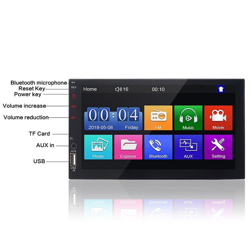 7 Inch Hd Screen 2Din Mp5 Player 7023 Car Bluetooth Handsfree Reversing Rear View Multimedia Player