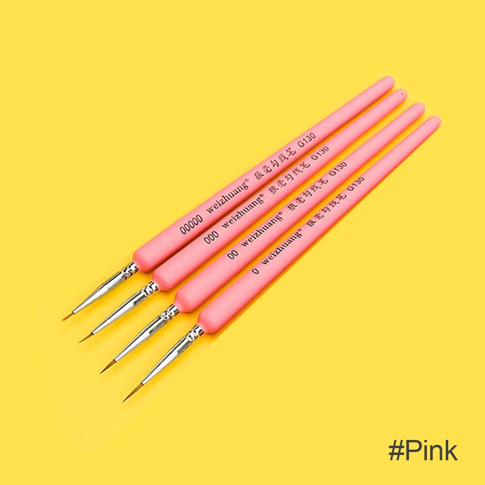 4 Teile/satz Wiesel Haar Aquarell Pinsel Stift Kunst Pinsel Holzgriff Haken Linie Stift für Gouache Öl Acryl malerei: Rosa