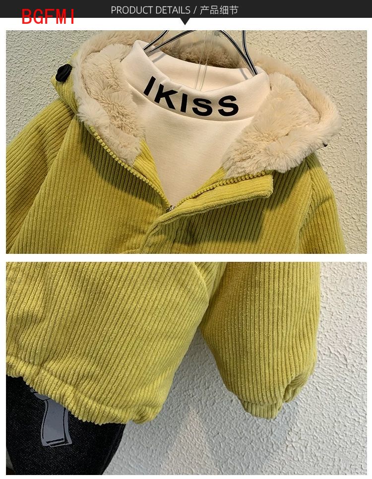 -20 ° Jongens Corduroy Jas Winter Thicken Kinderen Knappe Baby Herfst Winter Mouwen Plus Fleece Jas Kids kleding