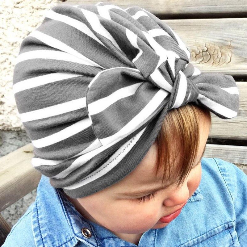 Baby Gestreepte Hoed Plain-Knit Hoed Multicolor Kinderen Konijnenoren Leuke Multicolor Gestreepte Geknoopt Pull-Up Hoed Baby Hoed Levert