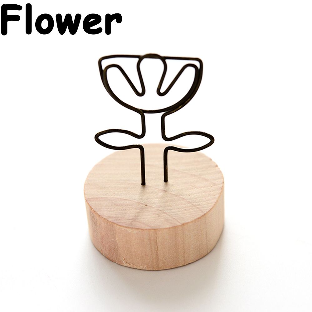 Soporte colgante de madera para tarjetas y notas, Base para fotos, Clip para notas, artículo, marco de fotos, mesa, suministros de oficina,: flower