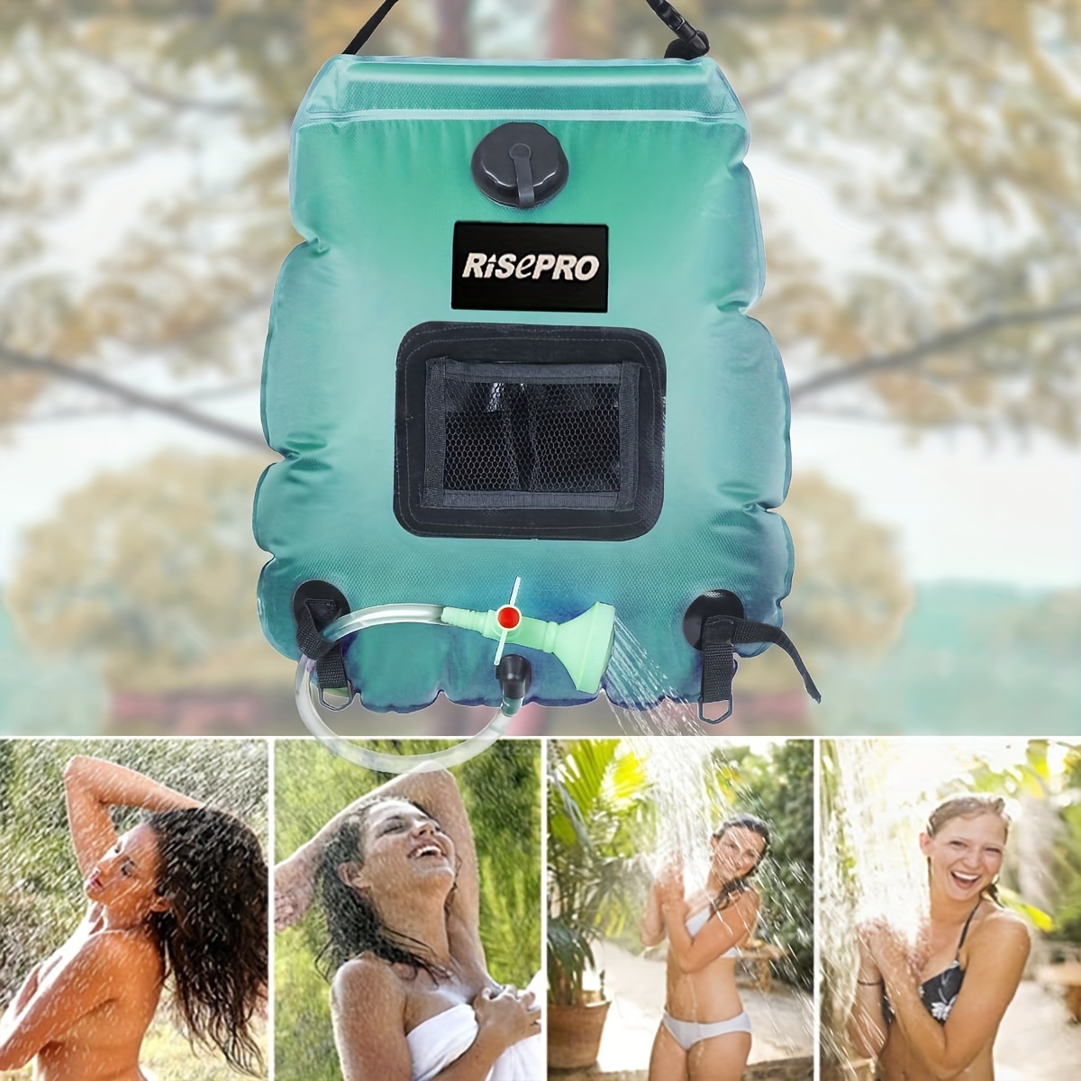 Sac de douche solaire, 5 gallons/20L, chauffage solaire, sac de douche de camping haut de gamme, eau chaude avec température 45 ° C Tuyau amovible marche/arrêt S