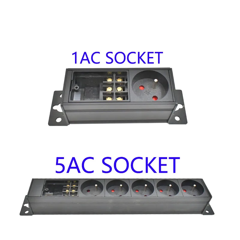 PDU power strip network cabinet rack wall desktop table bottom 1-11AC French socket with junction box No extension cable