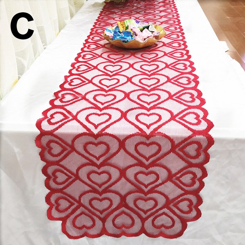 Valentine's Day Red Lace Fabric Table Cloth For Wedding Party Decoration Modern Table Runner Tablecloth: C