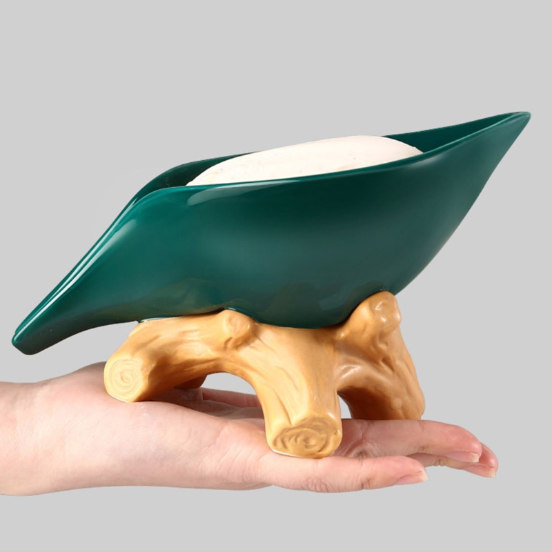 Jabonera creativa con hojas de cerámica para el hogar, soporte de drenaje nórdico para el baño, contenedor de jabón para la cola