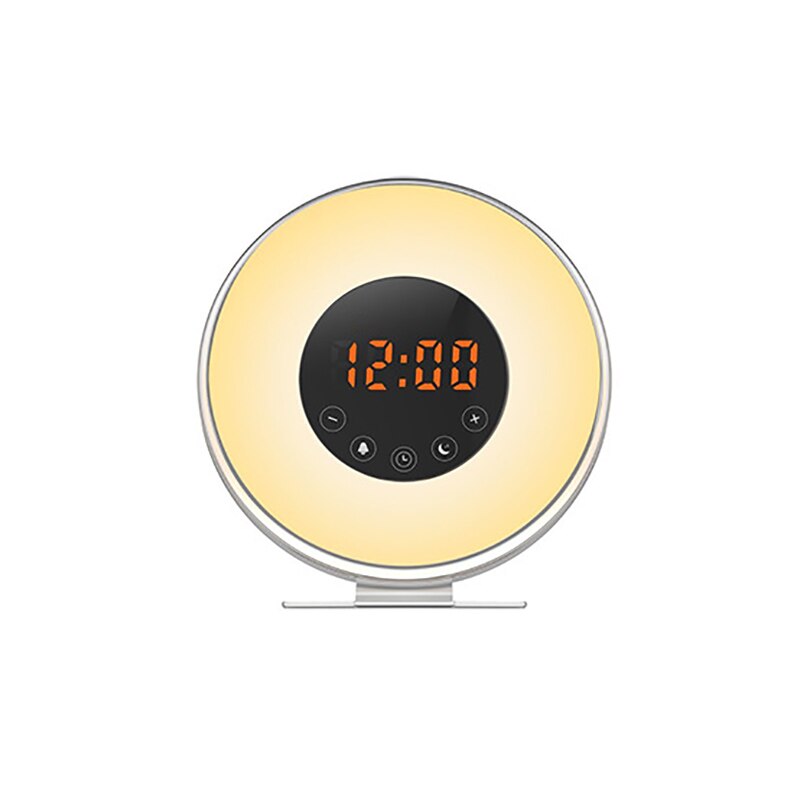 Wake Up Light Alarm Clock Sunrise/Sunset Simulation Digital Clock with FM Radio 7 Colors Light Sounds Function Touch Control