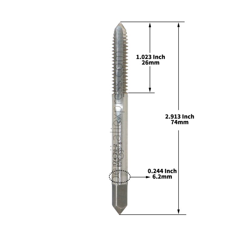 1/4 "-20 Bsw Hss Rechtse Draad Tap Hoge Snelheid Staal 6542 Gebruikt Voor Conventionele Machine Tikken Of cnc Tikken.