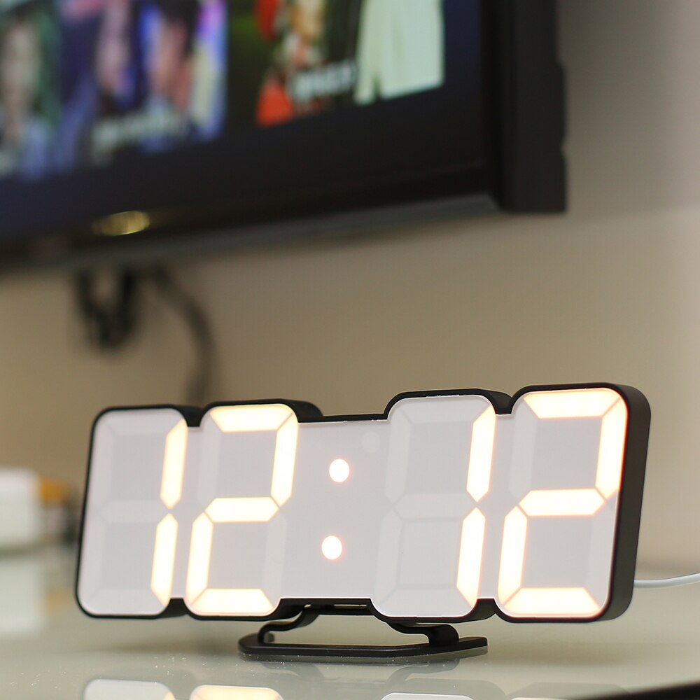 Moderne 3D Große Wanduhr LED Digital USB Elektronische Uhren Auf Die Wand Luminous Alarm Tisch Uhr Desktop Hause decor