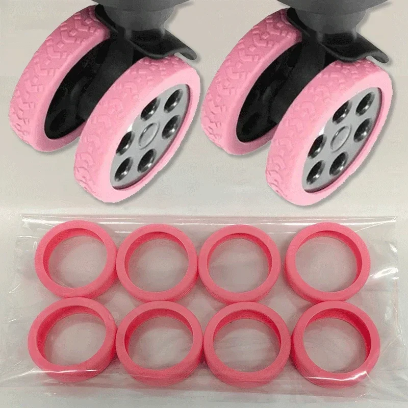 Bagagewielbeschermers siliconen wielen beschermhoezen geluidsreducerende wielen beschermkap reiskoffer accessoires: 3/8" / Roze